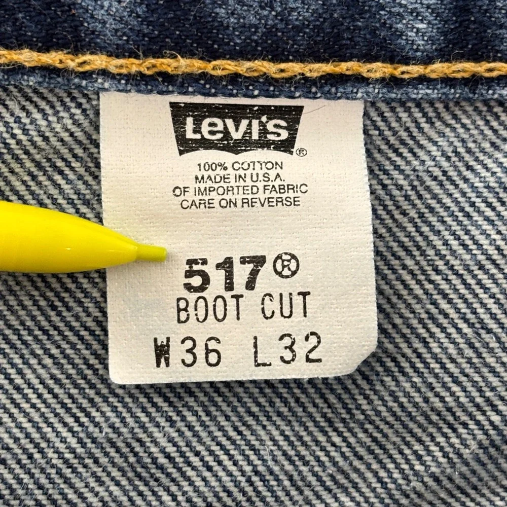 Vintage Levi's 517 Boot Cut Jeans Mens 36x32 Red Tab Dark Wash USA‎ Made Y2K